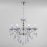 Люстра подвесная хрустальная Eurosvet 10109/6 хром/лазурный хрусталь Strotskis